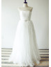 Strapless Ivory Tulle Special Wedding Dress With Ruffles